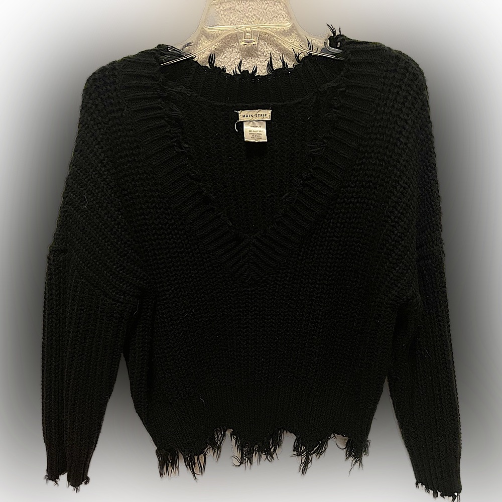 Raw Edge V Neck Sweater